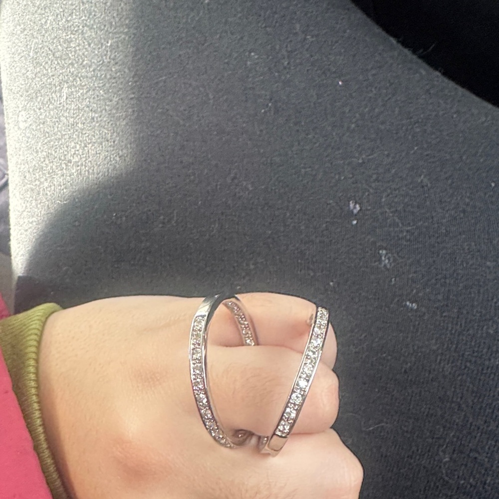 Elegant Silver Crystal Bangle Set earrings